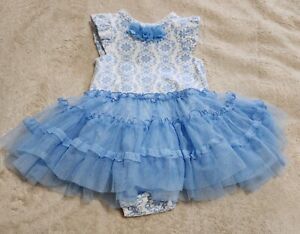 Must see!! Baby Girl 3 Mo. Blue/White Floral One-Piece by "Little Me". (#296)