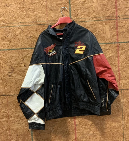 Rusty Wallace #2 Sam Bass Miller Racing Leather Race Jacket Mens X Large NASCAR Cover