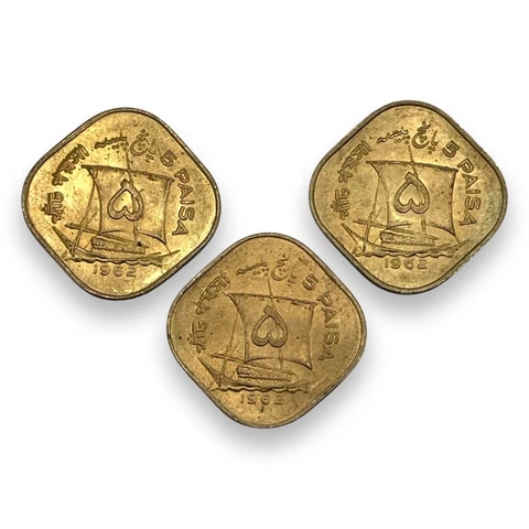 Lot of 3 Pakistan 5 Paisa Coins All 1962 Cool Rhombus Shape! #SAI8 Cover