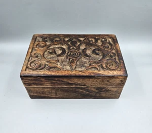 Goddess Of Earth Hand Carved Wooden Hinged Box Trinket Jewelry Keepsakes Tarot - Picture 1 of 15