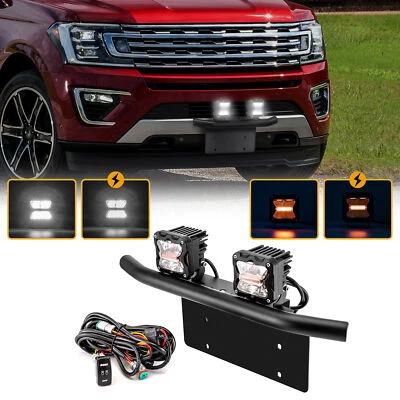 4 Modes Strobe Lights+Bull Bar License Plate Mount+Wire For Expedition Explorer - Image 1 of 4