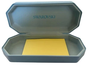 Swarovski Eyeglass Case Light Blue Hinged Lid Textured Design Glasses Storage - Picture 1 of 7