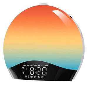 9Farben Lichtwecker Wake-Up Light RGB Alarm Clock Wecker Radio LED Sonnenaufgang - Bild 1 von 21