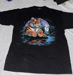 Vintage Habitat Tiger Shirt Galaxy Stars Waterfall Graphic 90s Size Xlarge - Picture 1 of 5