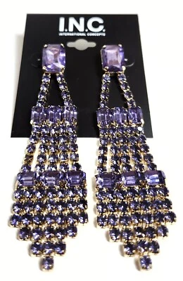 Pendientes colgantes INC International Concepts araña púrpura multi tono dorado nuevos con etiquetas Foto 1 de 4