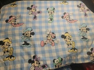Vintage Minnie Mouse Sheet Set Walt Disney Twin Bed blue checker Made in USA - Picture 1 of 6