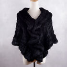 Women 100% Real Rabbit Fur Knitted Stole Cape Poncho Shawl Vintage Scarf[ Coat