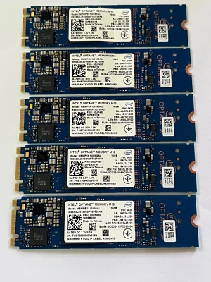 5 pcs Intel Optane Memory M10 SSD M.2 2280 16GB MEMPEK1J016GAL PCIe3.0 3D Xpoint - Image 1 of 4