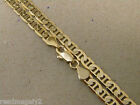 Men Lady Yellow Gold Plated Flat Mariner Necklace Chain 20in Inch Long 4mm Wide