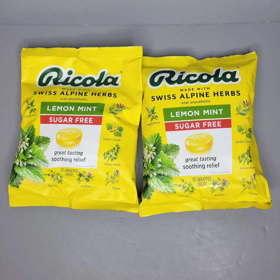 2 bolsas (105 ct cada una) Ricola sin azúcar limón menta tos garganta gotas EXP 11/27+ Foto 1 de 1