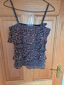 Red Herring layered, brown floral summer top size 12 - Picture 1 of 5
