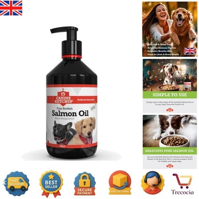Natural Omega 3, 6 & 9 Salmon Oil for Dogs - 500ml | Glossy Coat & Joint Health - Image 1 of 4