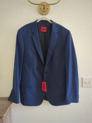 Hugo Boss Mens Modern Fit Performance Super Flex SportsJacket Navy Blue 46L $398 - Image 1 of 4