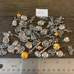 Softball Charm In Photo Softball Mom Ball Glove Softball Ball Cap C199 - Picture 1 of 1