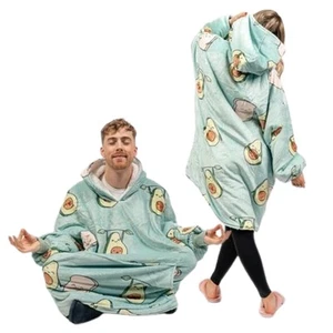 (Himmelblau)Mechright Avocado-Flanelldecke Mit Ärmeln Und Tasche übergroße CU - Bild 1 von 5