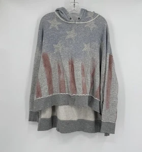Sudadera con Capucha Free People Gris USA America Stars Rayas Grunge Hi Lo Talla S - Imagen 1 de 4