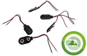 (5 Pack) 9 Volt Power Battery Clip - Wire Snap on Connectors - 3" Length - Picture 1 of 4