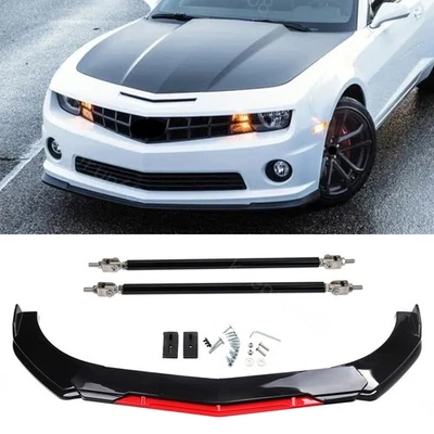Front Bumper Lip Spoiler Splitter Body Kit with Strut Rods For Chevrolet Camaro Foto 1 de 4
