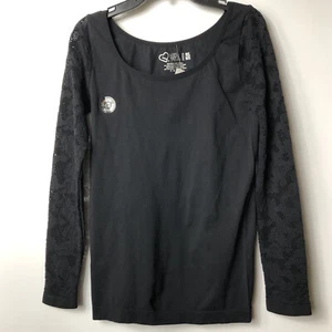 Aeropostale Live Love Dream Med/Large Black Seamless Laser Cut Long Sleeve Knit - Picture 1 of 6