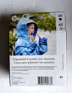 HP #65 2pack Combo Ink Cartridges 65 Black and Color NEW GENUINE Exp Jul 2021 - Picture 1 of 2