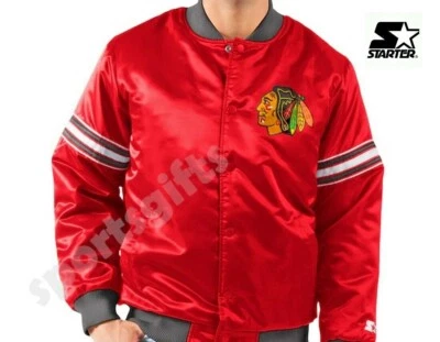 Chicago Blackhawks NHL Hockey Classic Varsity Satin Starter Jacket Men's Large - Image 1 of 2