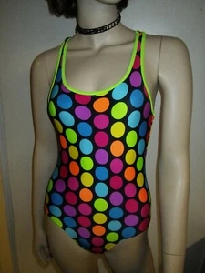 OP Girls/ladies Swimsuit - Size M (7-8) Black polka dot one piece bathing suit - Picture 1 of 12