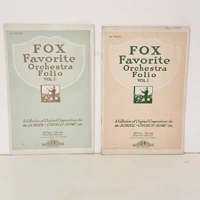 Antique Fox Favorite 1st Violin Orchestra Folio Sheet Music Songbooks Vol 1 & 3 - Image 1 of 4