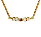 FBM Collier Halskette 8 Karat 333 Gold 3,3 g Gelbgold Perlen Granat