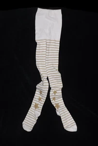 Gymboree Girls Cream and Gold Stars & Stripes Tights - Picture 1 of 15