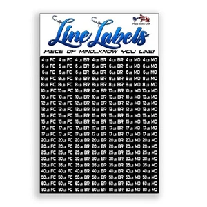 Fishing Sticker Line Label Sheet Fish Rod Reel 4 to 80lb Mono Braid Fluorocarbon - Picture 1 of 3