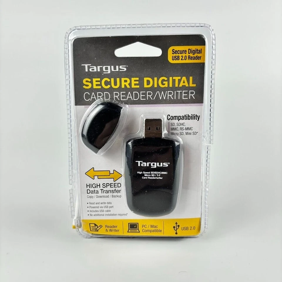 Targus Secure Digital Card Reader Writer USB 2.0 TGR-MSD500 For PC/Mac - Image 1 of 4