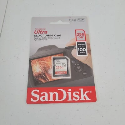 San Disk Ultra SDXC UHS-1 Card 256 GB Speed up to 100 MB/s New - Image 1 of 2