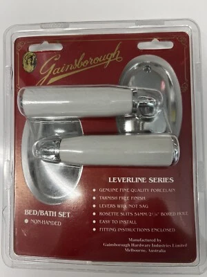 RARE! Gainsborough White Porcelain & Chrome Locking Lever Set Bed & Bath 84809 - Image 1 of 2