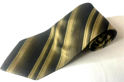 Corbata para hombre Zylos George Machado dorada negra a rayas seda importada Foto 1 de 4