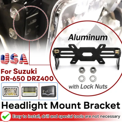 LED Headlight Mounting Bracket For Suzuki DR 650 DRZ-400 4X6 Headlight Lock Nuts - Image 1 of 4