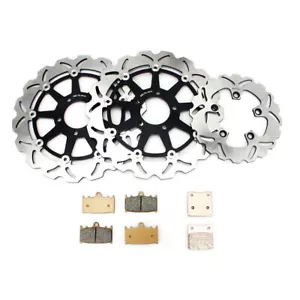 High Performance 2 Front 1 Rear Brake Rotors Pads For Suzuki GSXR 750 2000-2003 - Picture 1 of 14