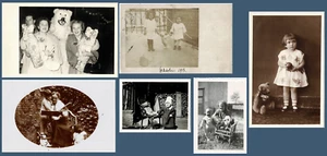 6 Vintage Photos with Teddy Bears 1917 - 1953 - Picture 1 of 7
