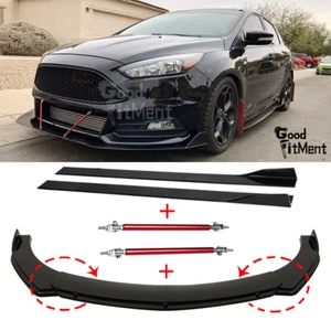 Alerón divisor de labios para parachoques delantero + faldones laterales + varilla de puntal para Ford Focus 03-14 - Imagen 1 de 12