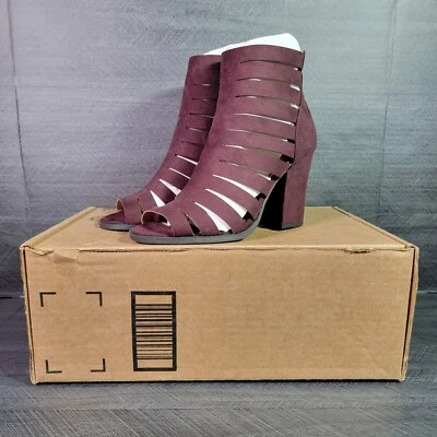 Tacón bloque punta abierta color vino Brash para mujer talla 6 Foto 1 de 4