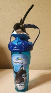 SeaWorld 3D SHAMU Orca Ocean Vaso Taza Recuerdo Ballena Asesina con Pajita - Imagen 1 de 5