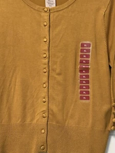 NEW PHILOSOPHY Sweater Womens XL Mustard Topaz Rayon 3/4 Sleeve Button Cardigan - Picture 1 of 13