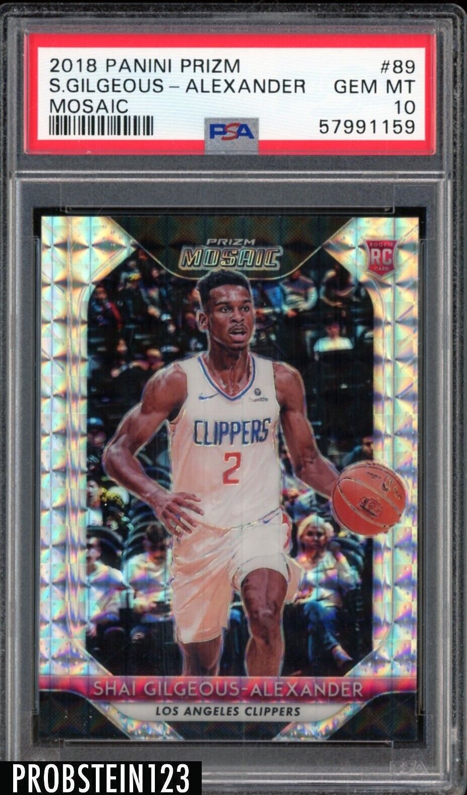 2018-19 Panini Mosaic Prizm Shai Gilgeous-Alexander Clippers RC Rookie PSA 10