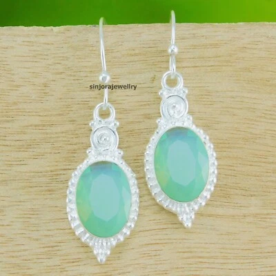 Orecchini pendenti/goccia fatti a mano in argento sterling 925 con pietra pre... - Immagine 1 di 4