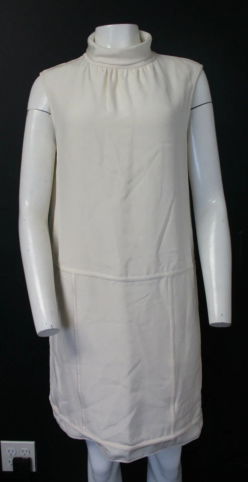 OSCAR DE LA RENTA 100% seda crema vestido recto sin mangas talla 12 Foto 1 de 4