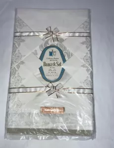 Damask Set 2 ply yarn Cotton & Rayon Tablecloth W/6 Napkins 50” X 66” 3385/2-991 - Picture 1 of 12