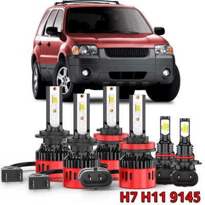 For Ford ESCAPE 2005-2006 6000K 6X LED Headlight High Low + Fog Light Bulbs Kit - Image 1 of 4