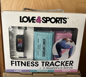 Love & Sports Fitness Tracker + 3 Resistance Bands. New. - Picture 1 of 2