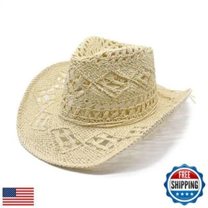 Eyebrune Straw Cowboy Hats for Women Sparkly Western Cowgirl Hat for Holiday - Picture 1 of 5
