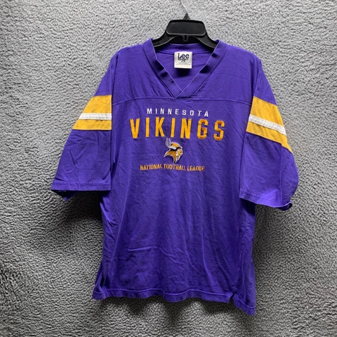Vintage Minnesota Vikings Shirt Adult Extra Large XL Purple Gold Lee V Neck NFL Cover