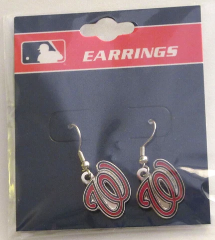 Washington Nationals Curly W Hook Earrings - Officially Licensed MLB - New Cover